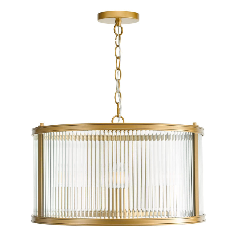 Dar Lighting Bianka 3 Light Pendant Satin Bronze and Ribbed Glass • BIA0363