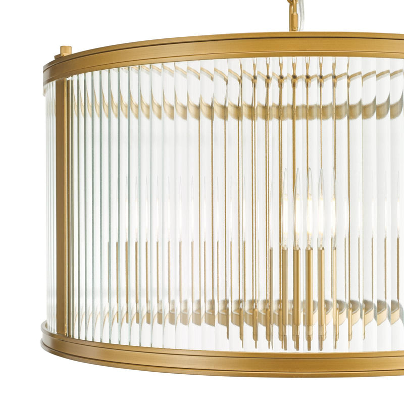 Dar Lighting Bianka 3 Light Pendant Satin Bronze and Ribbed Glass • BIA0363