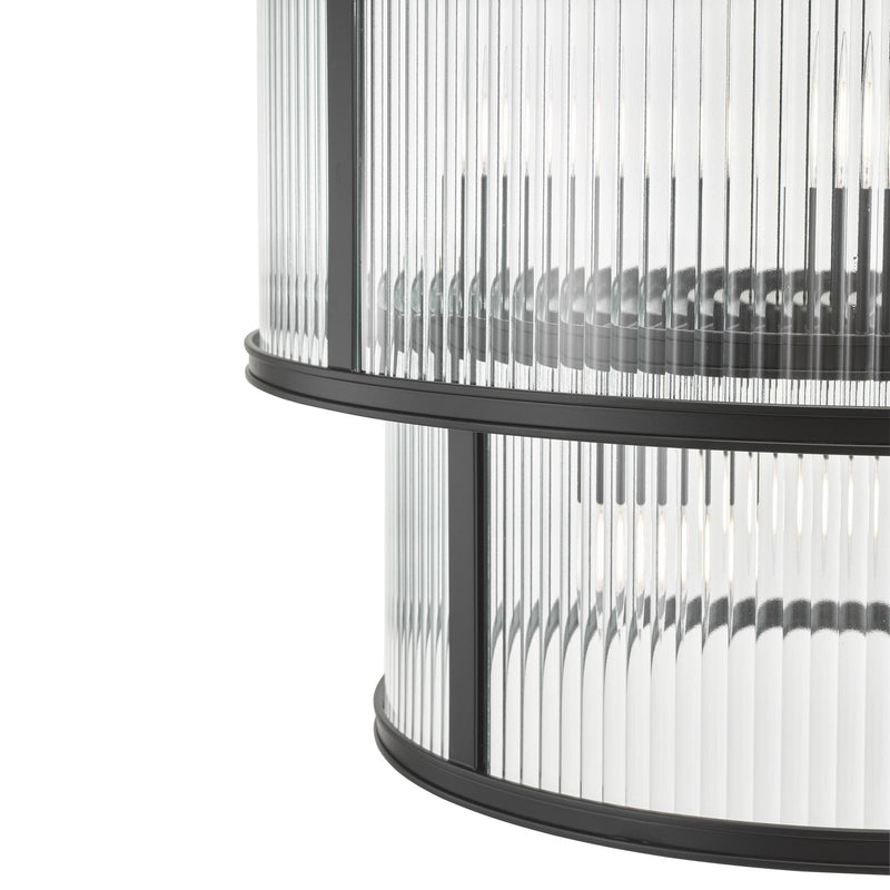Dar Lighting Bianka 6 Light Pendant Matt Black and Ribbed Glass • BIA0622