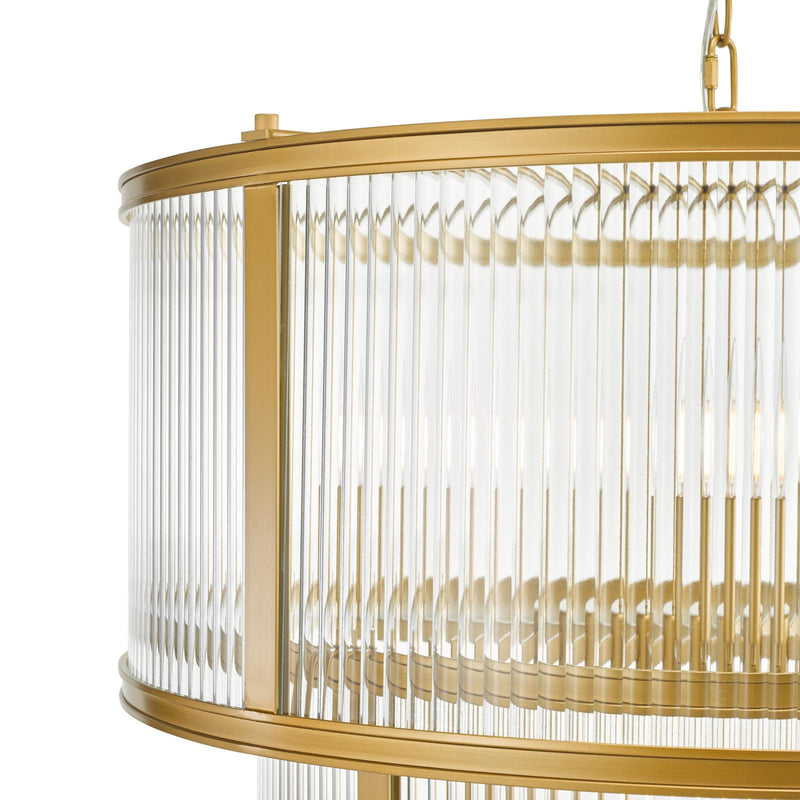 Dar Lighting Bianka 6 Light Pendant Satin Bronze and Ribbed Glass • BIA0663