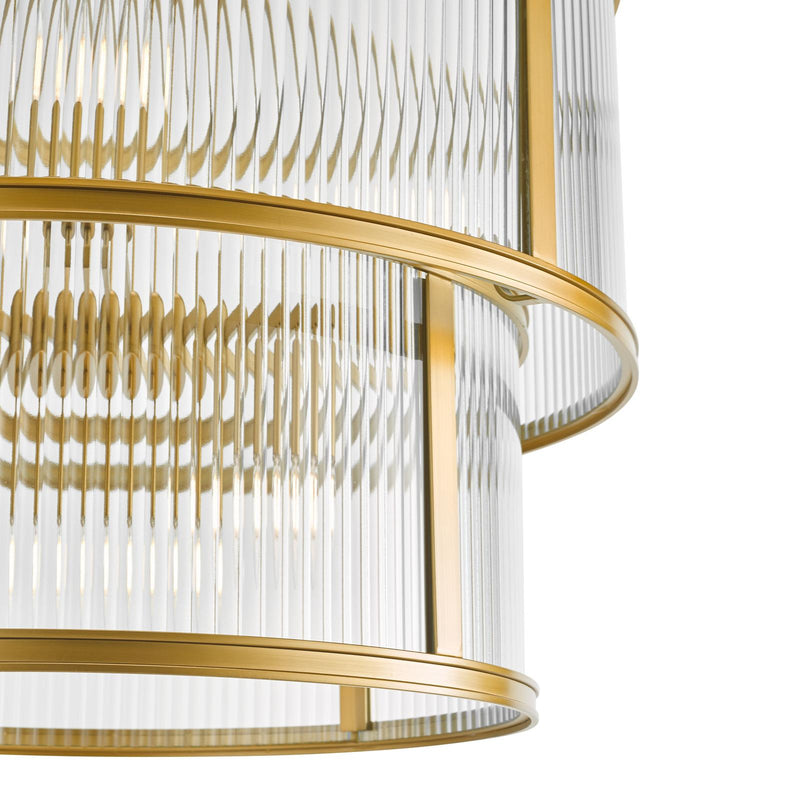 Dar Lighting Bianka 6 Light Pendant Satin Bronze and Ribbed Glass • BIA0663