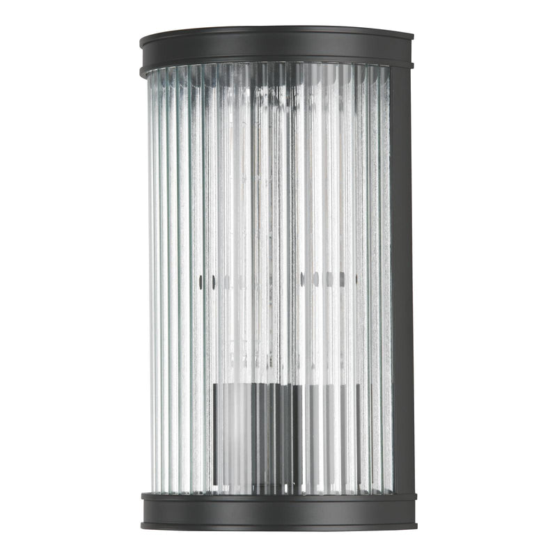 Dar Lighting Bianka Wall Light Matt Black and Ribbed Glass • BIA0722