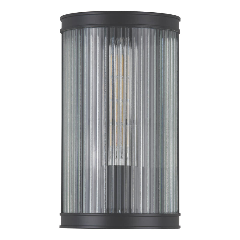Dar Lighting Bianka Wall Light Matt Black and Ribbed Glass • BIA0722