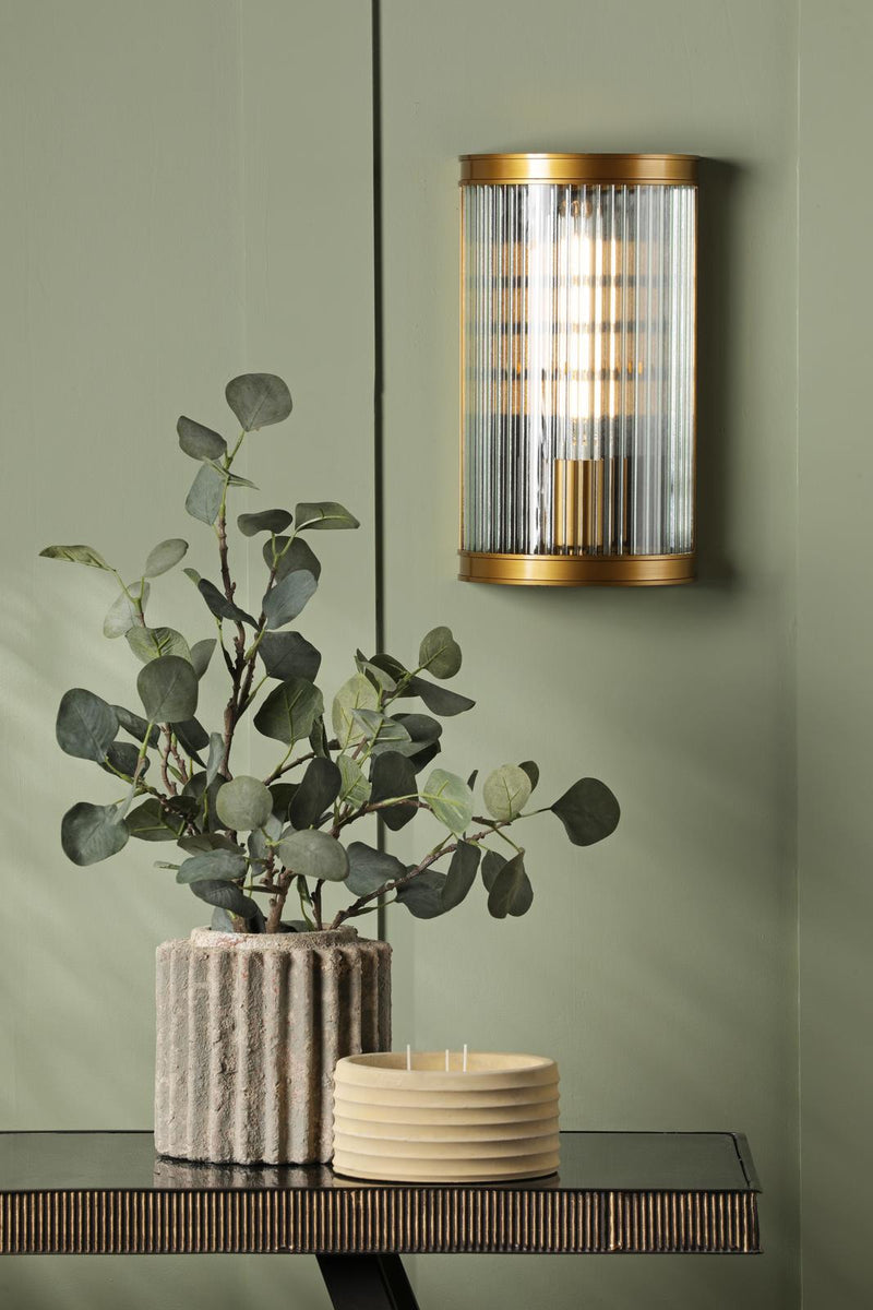 Dar Lighting Bianka Wall Light Satin Bronze and Ribbed Glass • BIA0763