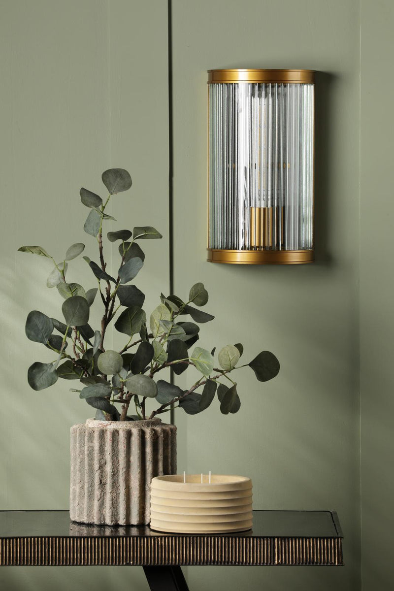 Dar Lighting Bianka Wall Light Satin Bronze and Ribbed Glass • BIA0763
