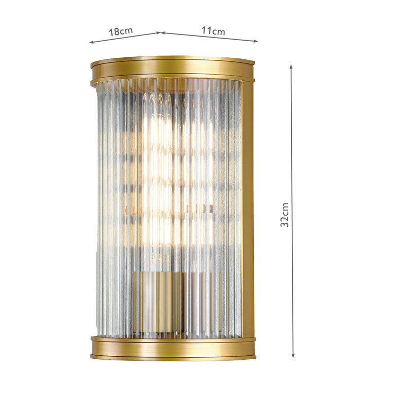 Dar Lighting Bianka Wall Light Satin Bronze and Ribbed Glass • BIA0763