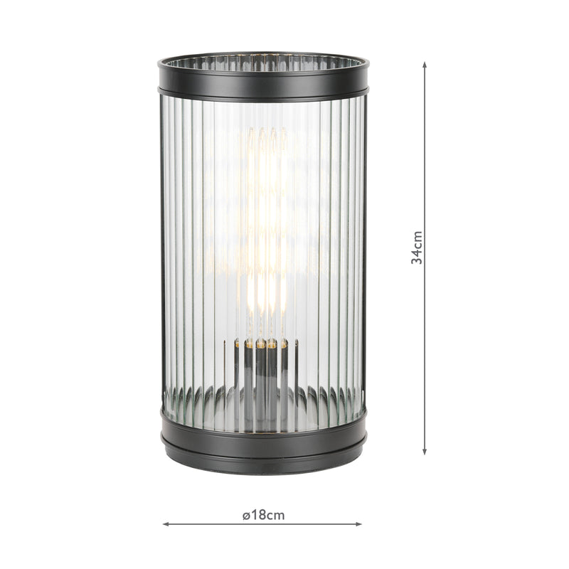 Dar Lighting Bianka Table Lamp Matt Black and Ribbed Glass • BIA4222