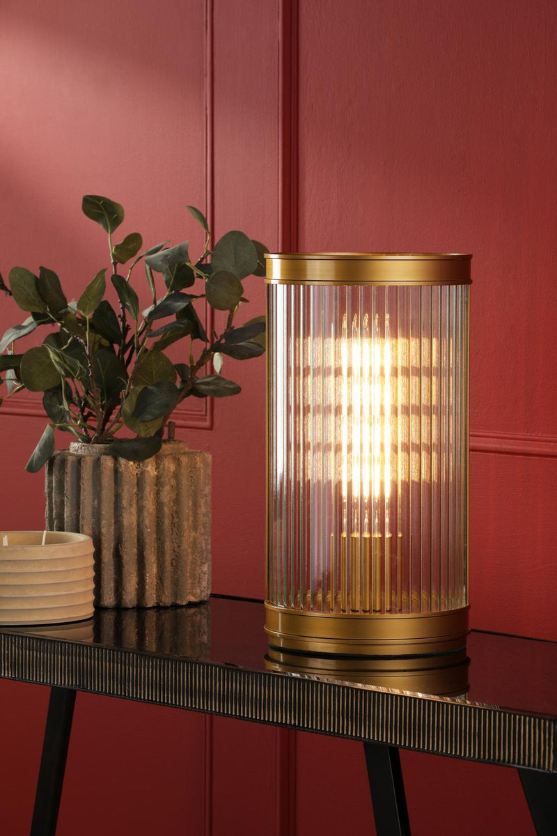 Dar Lighting Bianka Table Lamp Satin Bronze and Ribbed Glass • BIA4263