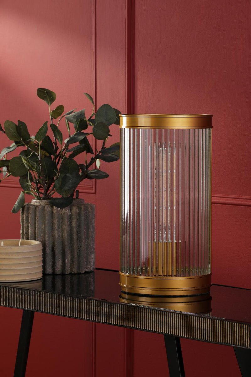 Dar Lighting Bianka Table Lamp Satin Bronze and Ribbed Glass • BIA4263