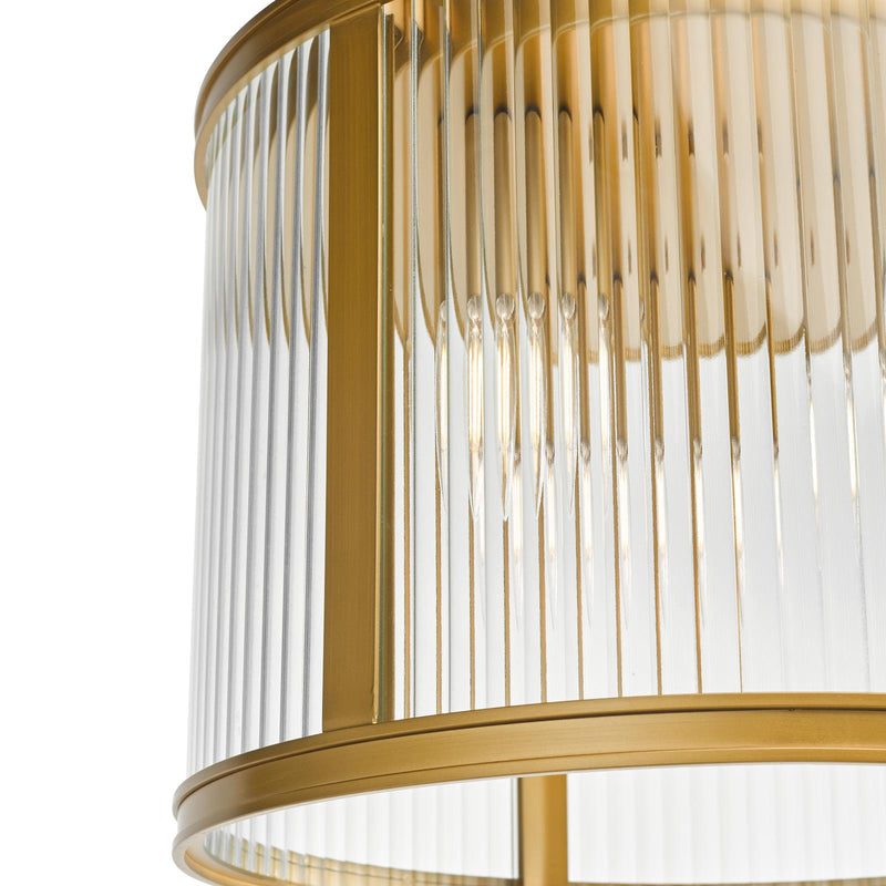 Dar Lighting Bianka 3 Light Flush Satin Bronze and Ribbed Glass • BIA5363