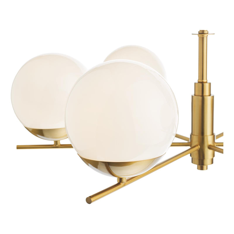 Dar Lighting Bombazine 6 Light Pendant Natural Brass and Opal Glass • BOM0635