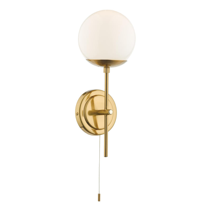 Dar Lighting Bombazine Wall Light Natural Brass Opal Glass • BOM0735