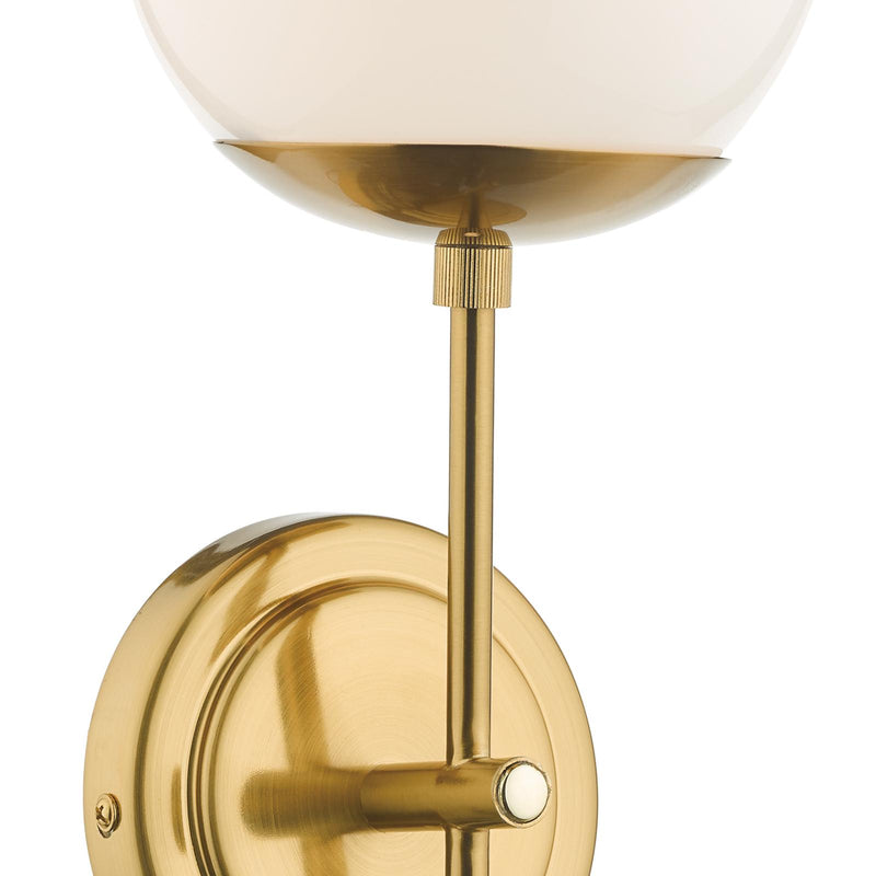 Dar Lighting Bombazine Wall Light Natural Brass Opal Glass • BOM0735