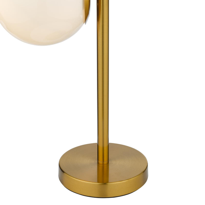 Dar Lighting Bombazine 2 Light Table Lamp Natural Brass Opal Glass • BOM4235