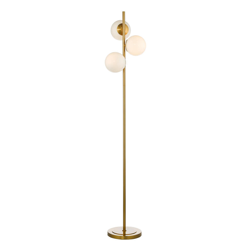 Dar Lighting Bombazine 3 Light Floor Lamp Natural Brass and Opal Glass • BOM4935