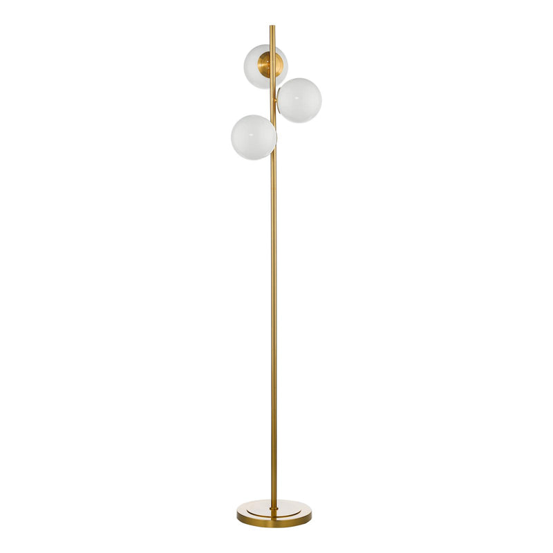 Dar Lighting Bombazine 3 Light Floor Lamp Natural Brass and Opal Glass • BOM4935