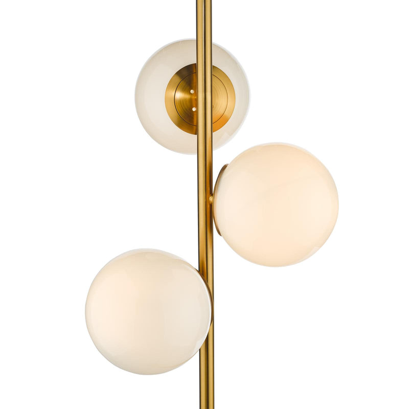 Dar Lighting Bombazine 3 Light Floor Lamp Natural Brass and Opal Glass • BOM4935