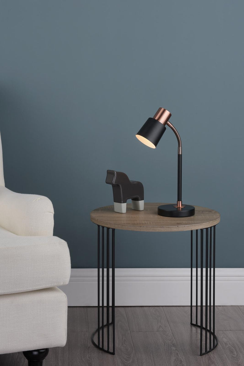 Dar Lighting Bond Task Table Lamp Black Copper • BON4254