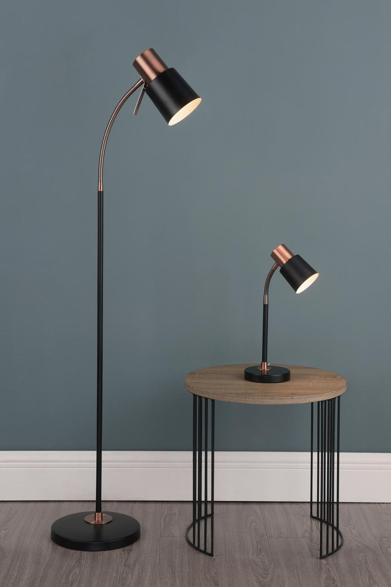 Dar Lighting Bond Task Floor Lamp Black Copper • BON4954