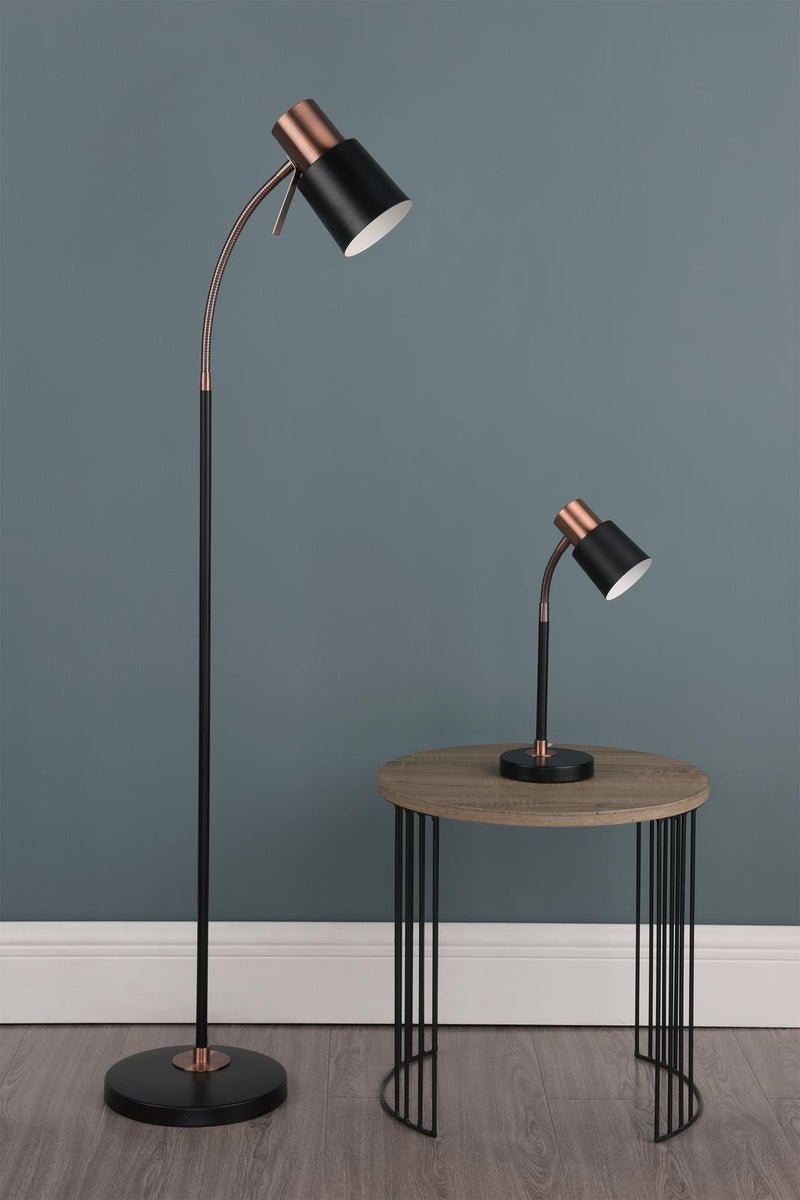 Dar Lighting Bond Task Floor Lamp Black Copper • BON4954