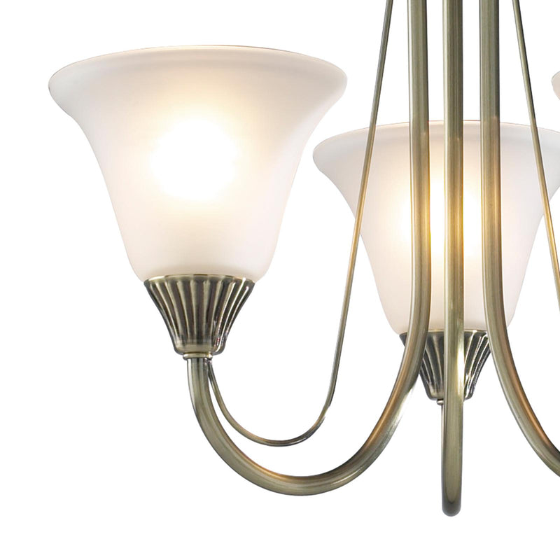 Dar Lighting Boston 3 Light Semi-Flush Antique Brass and Opal Glass • BOS03