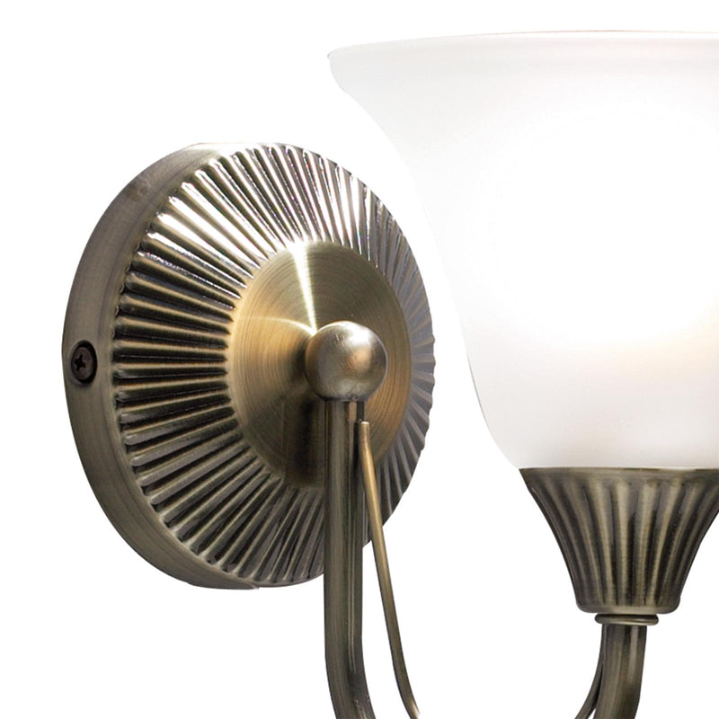Dar Lighting Boston Wall Light Antique Brass and Opal Glass • BOS07