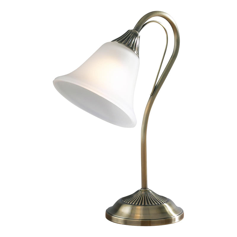 Dar Lighting Boston Table Lamp Antique Brass and Opal Glass • BOS40