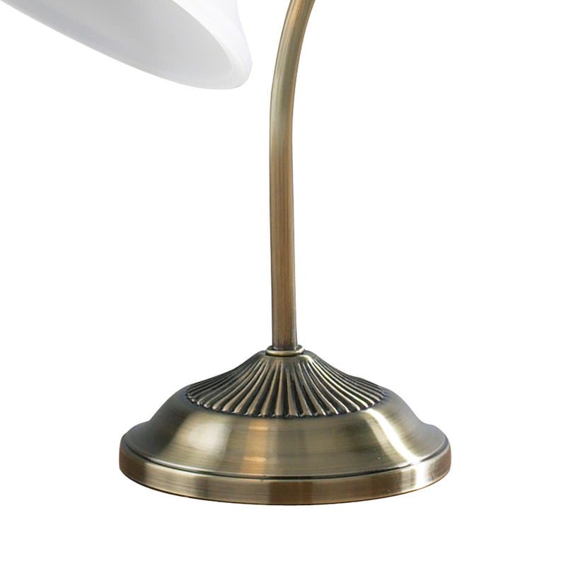 Dar Lighting Boston Table Lamp Antique Brass and Opal Glass • BOS40