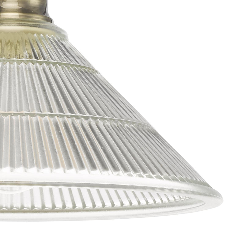 Dar Lighting Boyd 1 Light Flush Antique Brass with Glass Shade • BOY0175