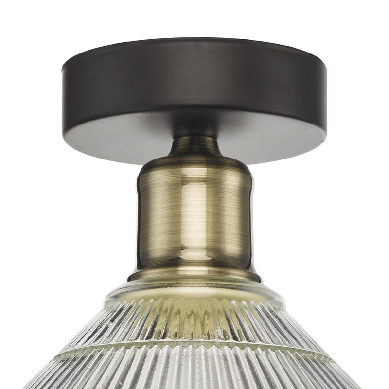Dar Lighting Boyd 1 Light Flush Antique Brass with Glass Shade • BOY0175