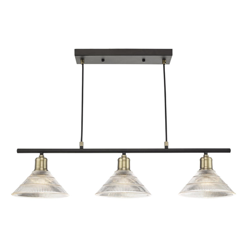 Dar Lighting Boyd 3 Light Bar Antique Brass with Glass Shade • BOY0375