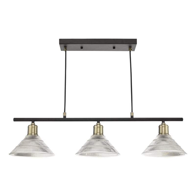 Dar Lighting Boyd 3 Light Bar Antique Brass with Glass Shade • BOY0375