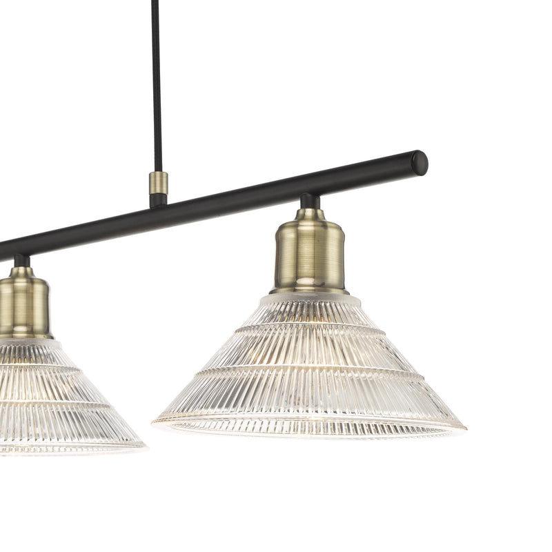 Dar Lighting Boyd 3 Light Bar Antique Brass with Glass Shade • BOY0375