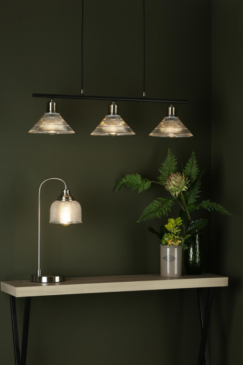 Dar Lighting Boyd 3 Light Bar Antique Brass with Glass Shade • BOY0375