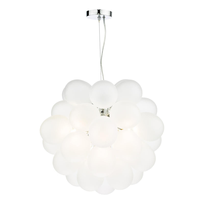 Dar Lighting Bubbles 6 Light Pendant Polished Chrome Frosted Glass • BUB0602