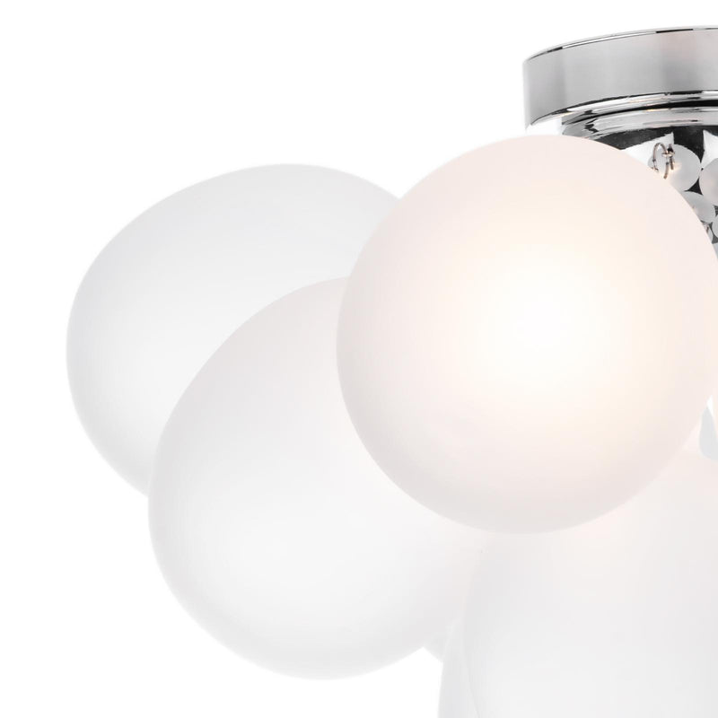 Dar Lighting Bubbles 4 Light Flush Polished Chrome Frosted Glass • BUB5202