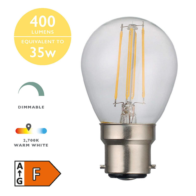 Dar Lighting BUL-B22-LED-3 Golf Ball LED 4w 400 Lumens Dimmable (Pack Of 5)