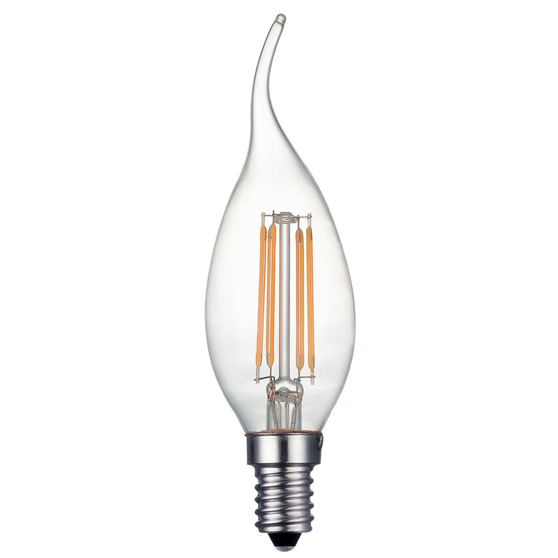 Dar Lighting BUL-E14-LED-14 Candle Tipped LED 4w 400 Lumens Dimmable Clear (Pack Of 5)