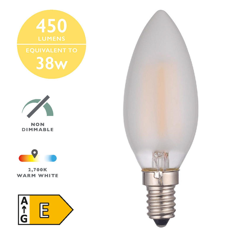 Dar Lighting BUL-E14-LED-17 Candle LED 4w 450 Lumens Frosted (Pack Of 5)