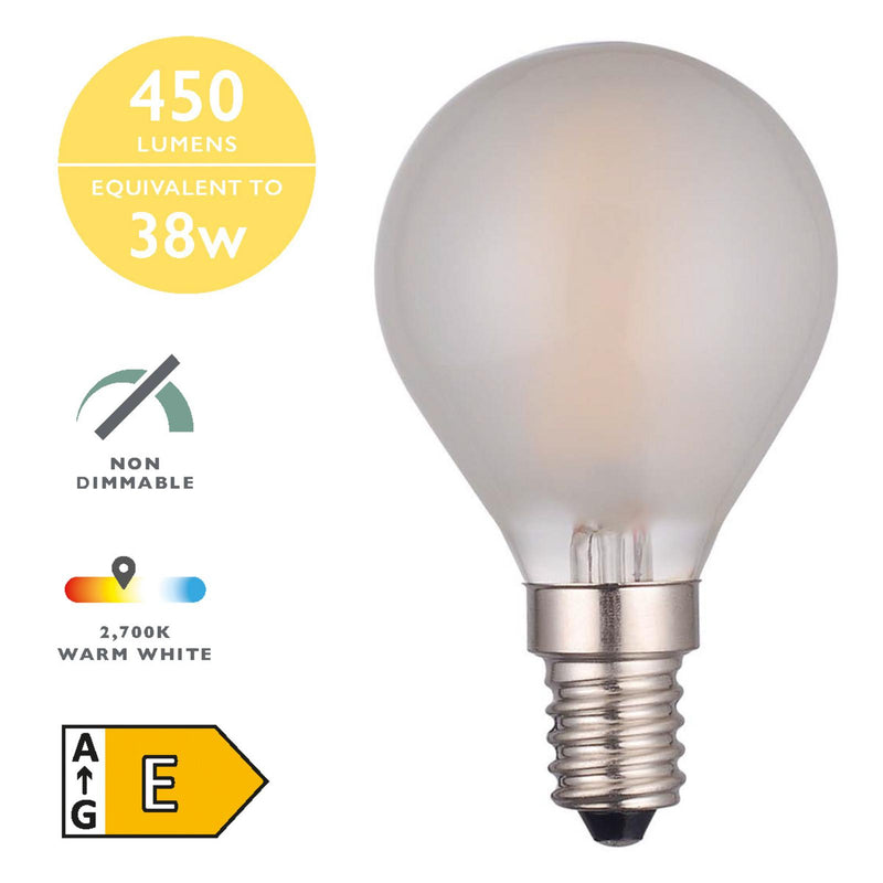 Dar Lighting BUL-E14-LED-3 Golf Ball LED 4w 450 Lumens Frosted (Pack Of 5)