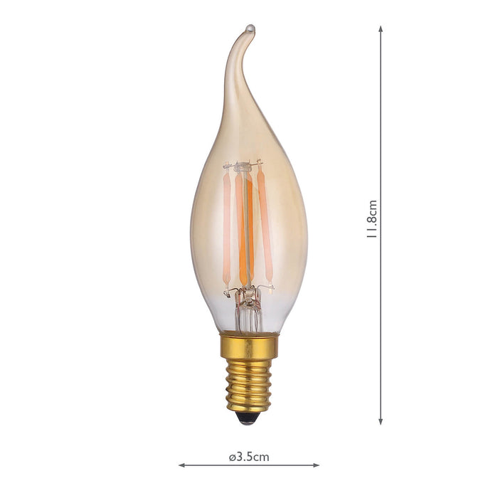 Dar Lighting BUL-E14-LEDV-2 Vintage Candle LED 4w 250 Lumens Dimmable Gold (Pack Of 5)