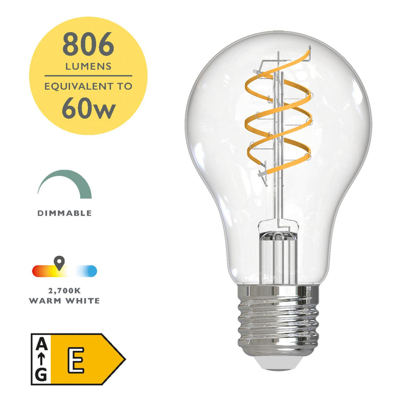 Dar Lighting BUL-E27-GLS-F1 LED E27/ES GLS Light Bulb (Lamp) 7.2w 806lm 2700k (Pack Of 6)
