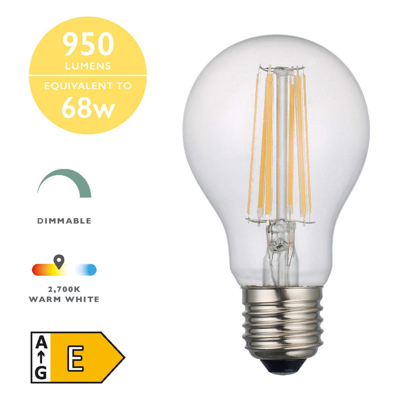 Dar Lighting BUL-E27-LED-16 GLS LED 8w 1000 Lumens Dimmable Clear (Pack Of 5)