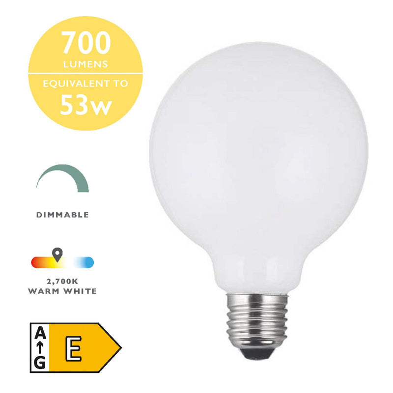 Dar Lighting BUL-E27-LED-26 Medium Globe LED 6w 750 Lumens Dimmable Opal (Pack Of 5)