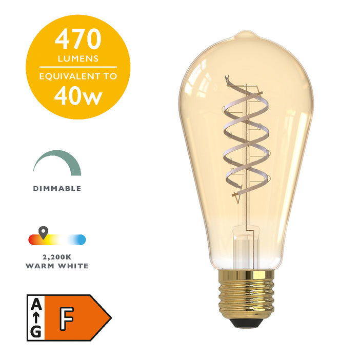 Dar Lighting BUL-E27-RUS-V1 LED ES/E27 Rustic Light Bulb (Lamp) 5.5w 470lm 2200k (Pack Of 6)