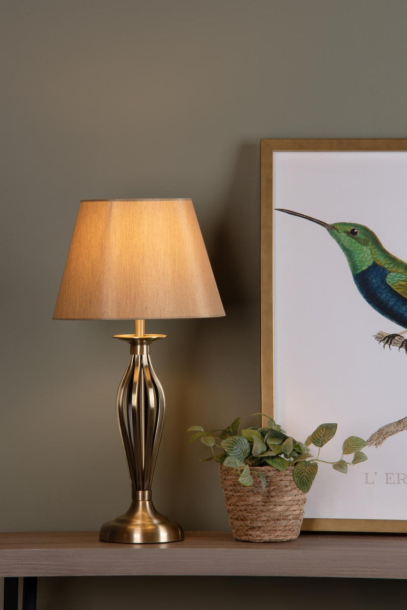 Dar Lighting Bybliss Table Lamp Antique Brass With Shade • BYB4075