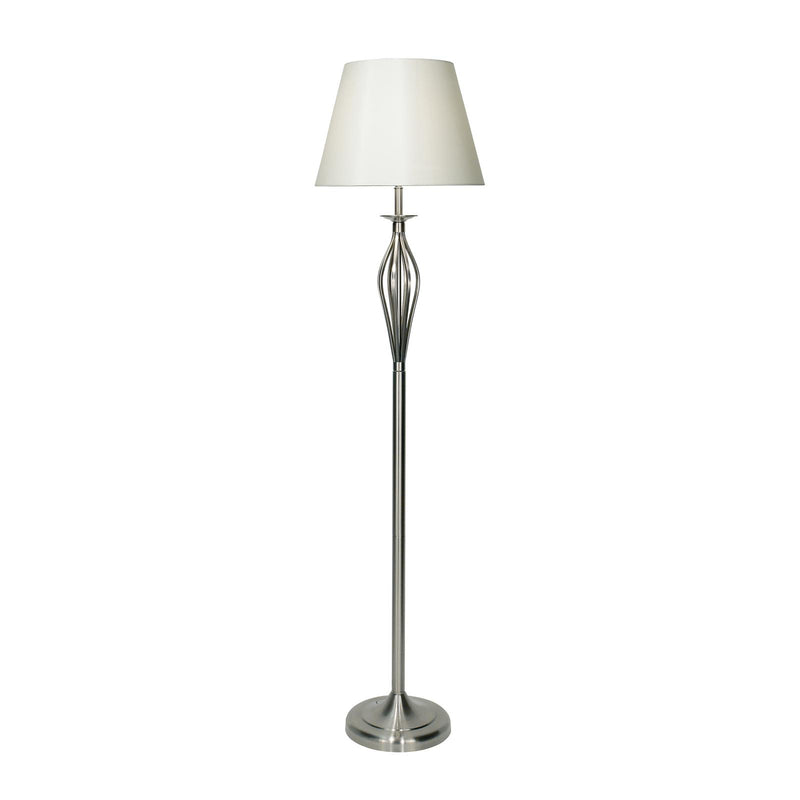 Dar Lighting Bybliss Floor Lamp Satin Chrome With Shade • BYB4946