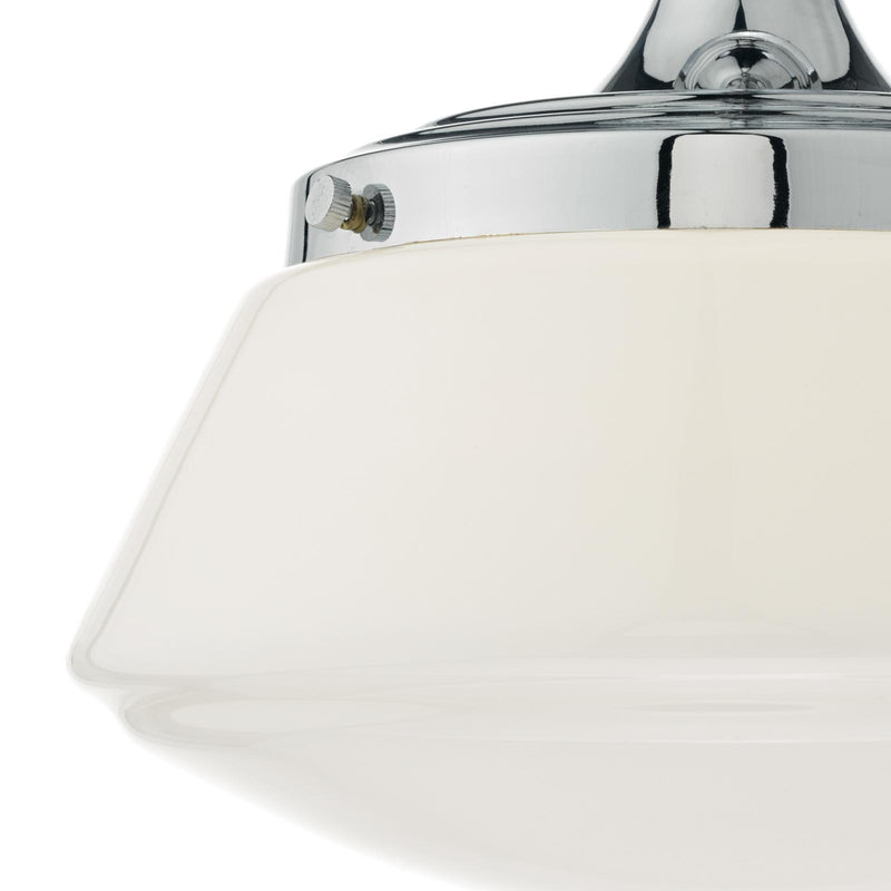Dar Lighting Caden Bathroom Semi Flush Polished Chrome Opal Glass IP44 • CAD0150