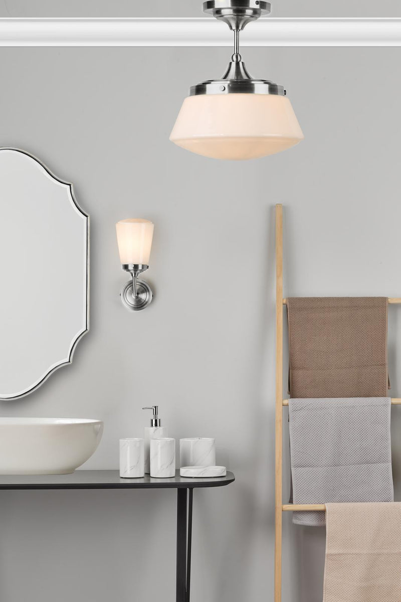 Dar Lighting Caden Bathroom Semi Flush Polished Chrome Opal Glass IP44 • CAD0150