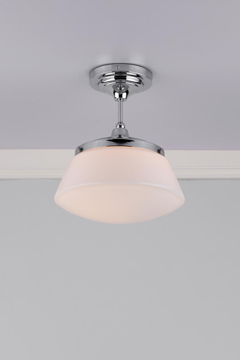 Dar Lighting Caden Bathroom Semi Flush Polished Chrome Opal Glass IP44 • CAD0150